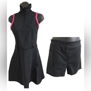Sincerely Jules black & pink Tennis Golf flounce hem Dress & shorts set size M